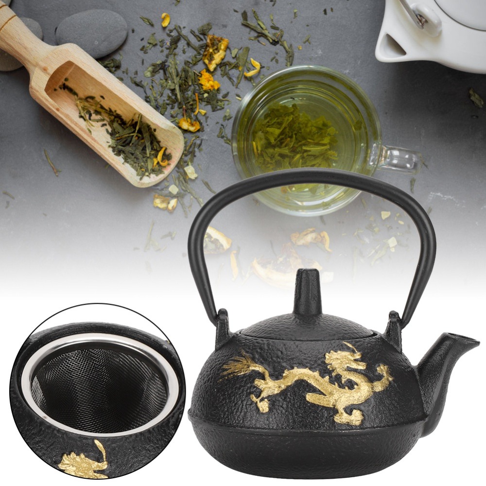 Cast Iron Tetsubin - 3pcs Stainless Steel Infuser Cast Iron