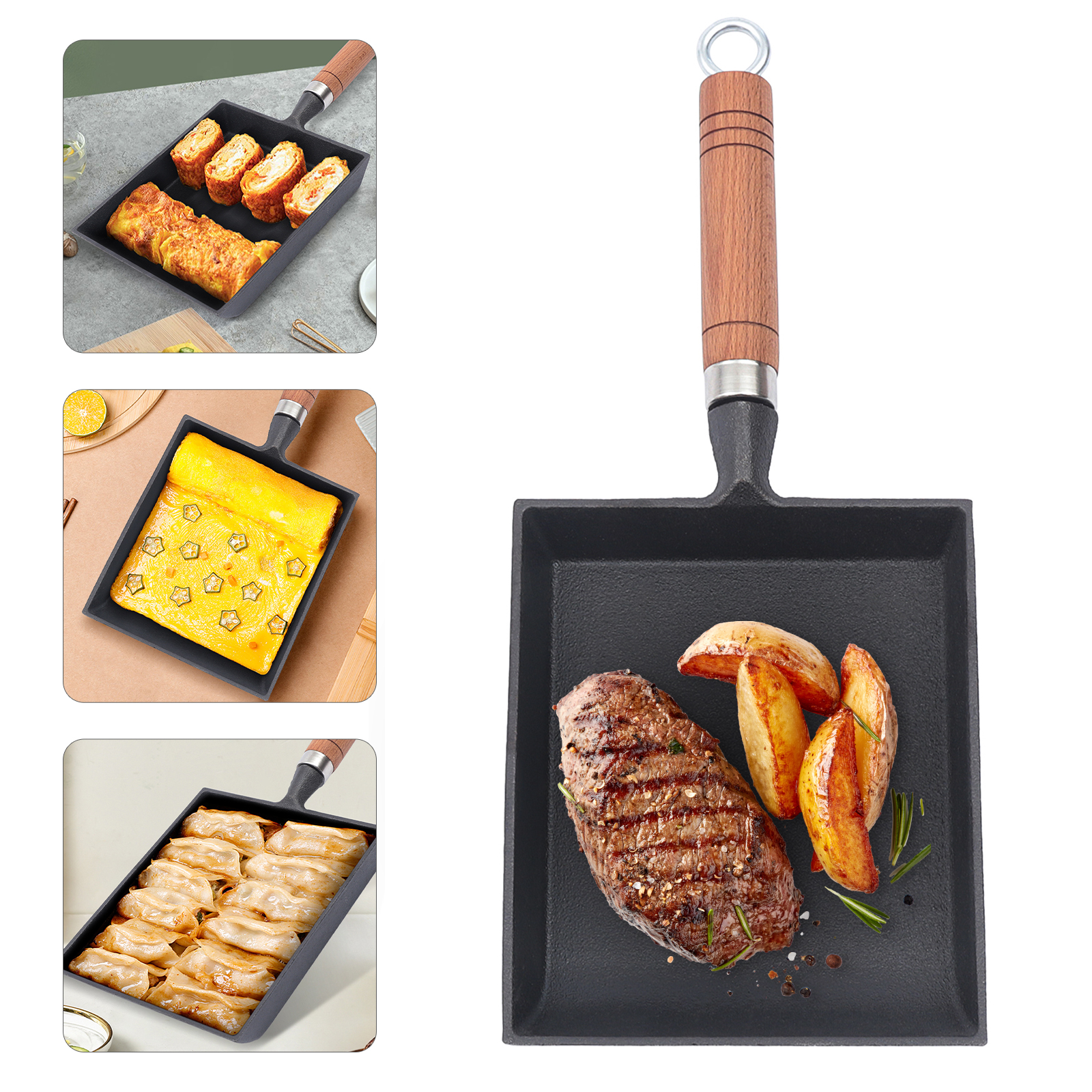 Cast Iron Tetsubin - 1PCS Egg Fry Pan Square Cast