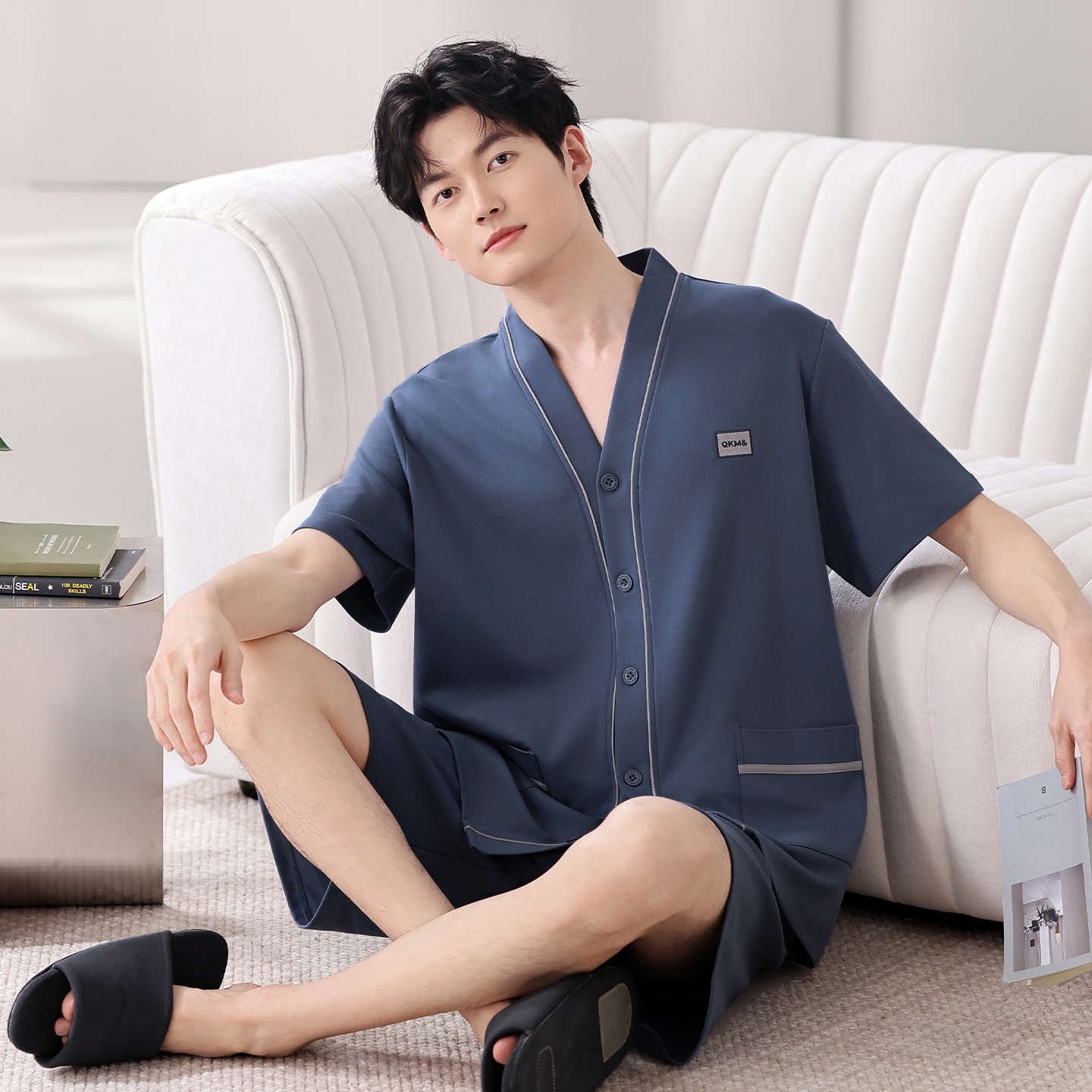 Summer V-Neck Pyjamas Male 100 - Kimono Yukata Cotton 评论和价格