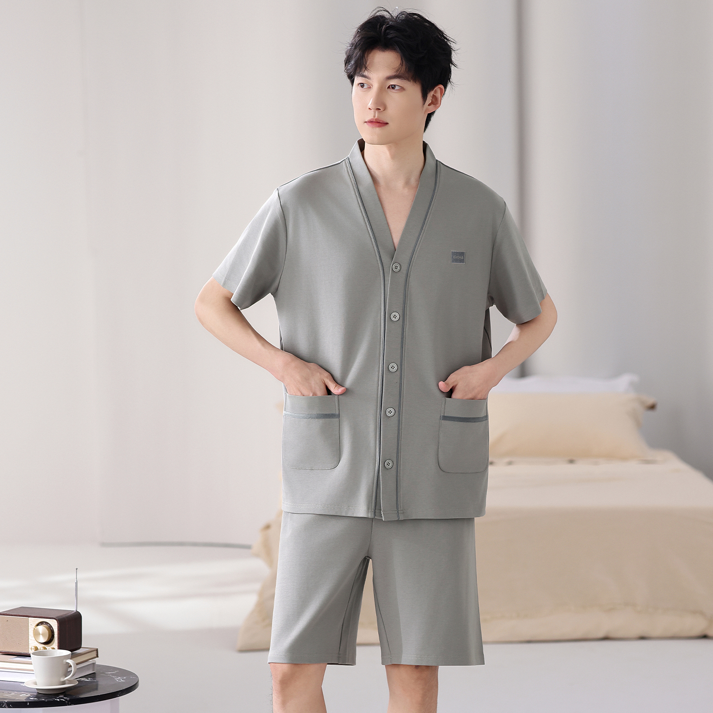 Summer V-Neck Pyjamas Male 100 - Kimono Yukata Cotton 评论和价格