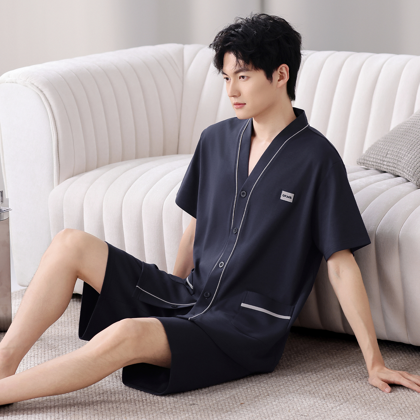 Summer V-Neck Pyjamas Male 100 - Kimono Yukata Cotton 评论和价格