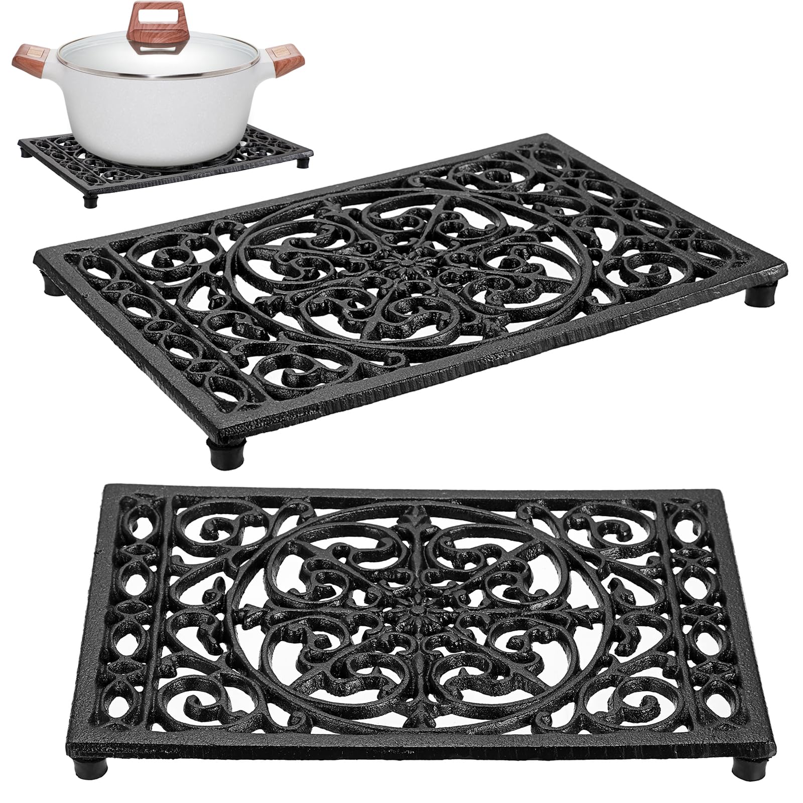 Rectangle Cast Iron Trivet Hea - Cast Iron Tetsubin 评论和价格