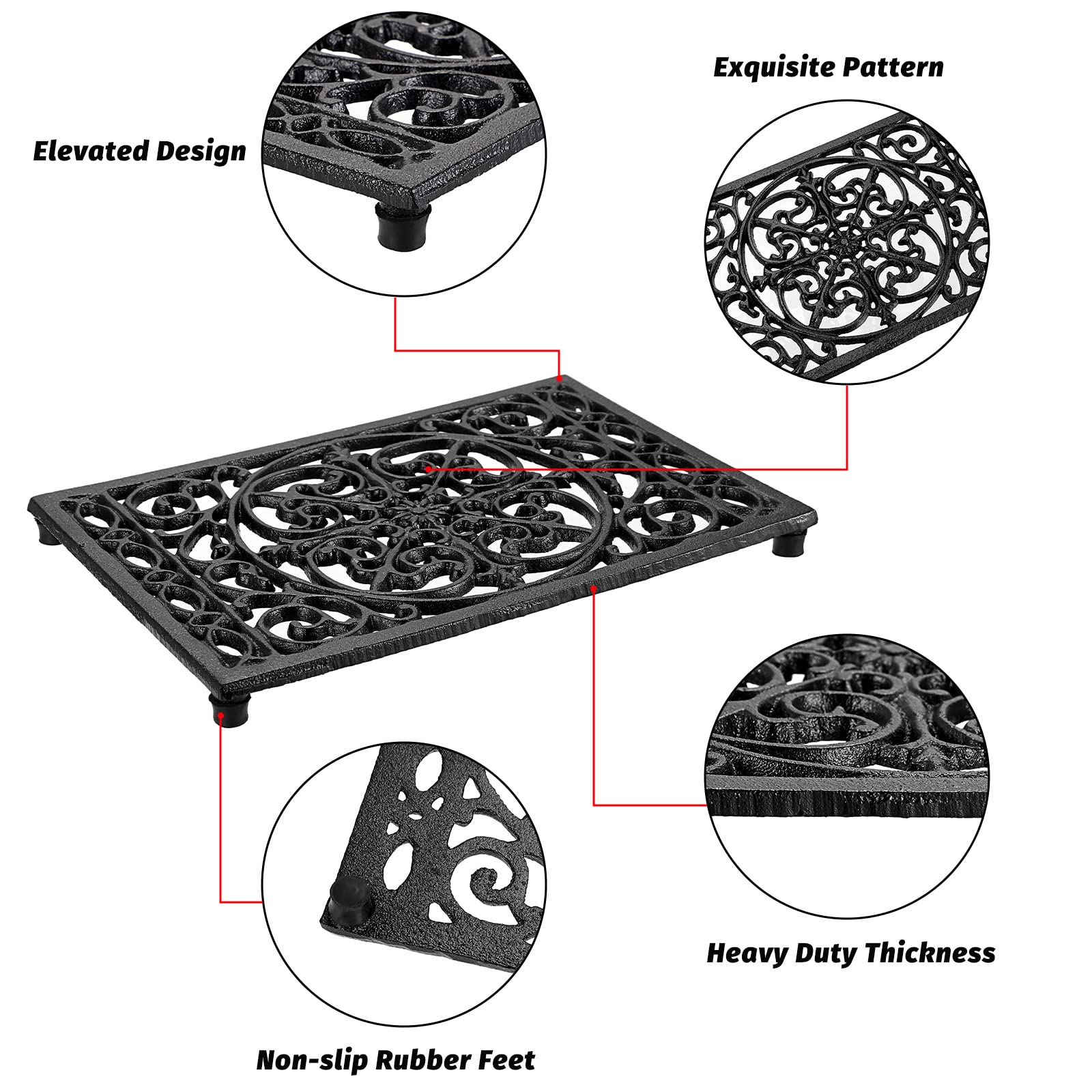 Rectangle Cast Iron Trivet Hea - Cast Iron Tetsubin 评论和价格