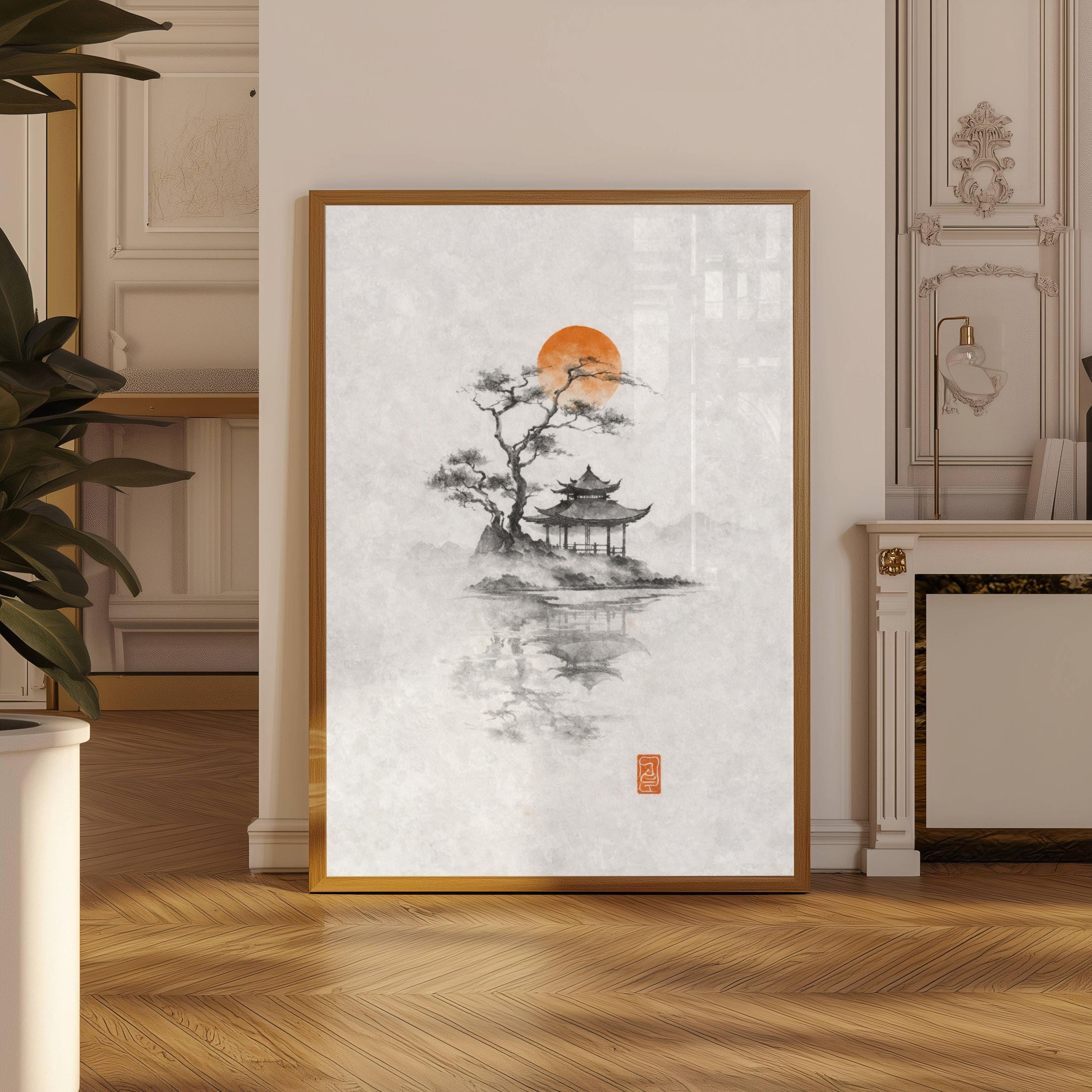 Japanese Ink Tree Poster Wabi  - Japanese Minimalist Lifestyle 评论和价格