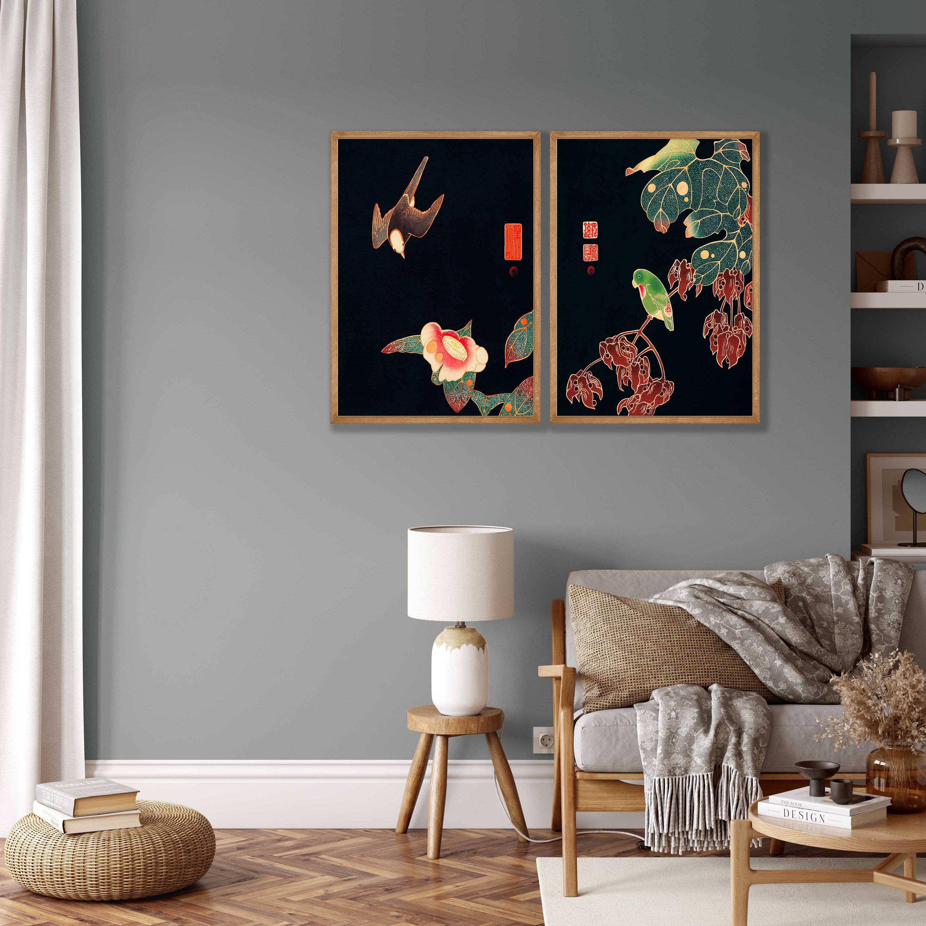 2pcs Japanese Retro Woodcut Bi - Japanese Minimalist Lifestyle 评论和价格