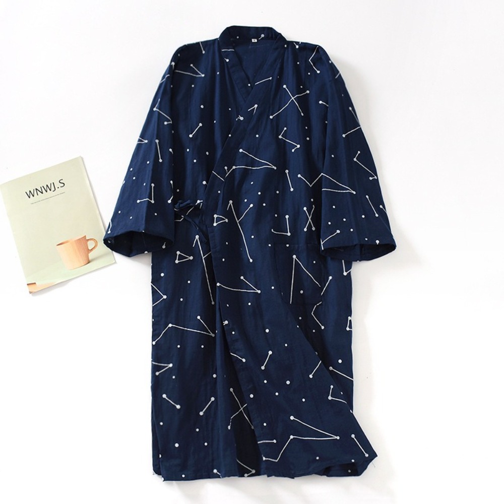 Sleepwear V-Neck Men's Kimono  - Kimono Yukata Cotton 评论和价格