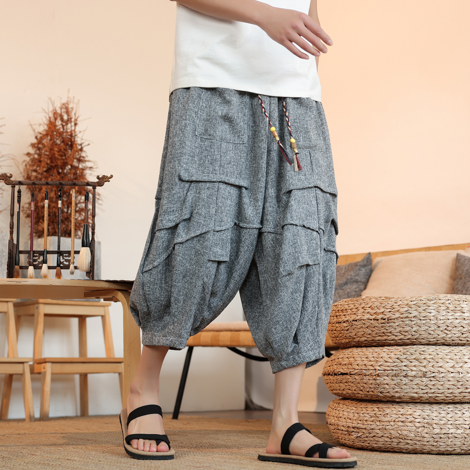 Summer Lantern Pants Men Japan - Kimono Yukata Cotton 评论和价格