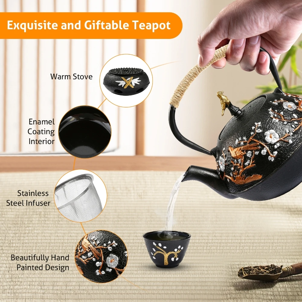 Cast Iron Teapot Set with Alco - Cast Iron Tetsubin 评论和价格